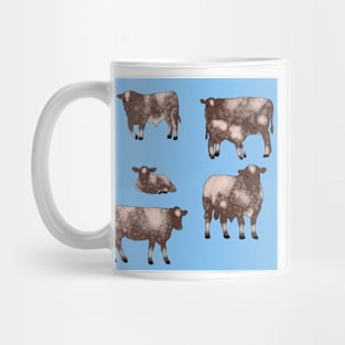 Shorthorn Cattle Pattern Blue Mug